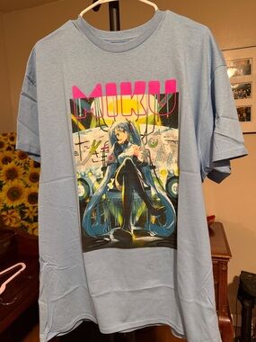 Miku Graphic Tee - Light Blue Kids Short Sleeve Shirt